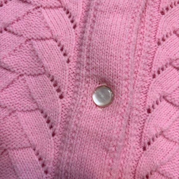 Ladies Vinatge Dolly Mann Wintuck Pink Button‎ Front Cardigan Size Large - Picture 9 of 10